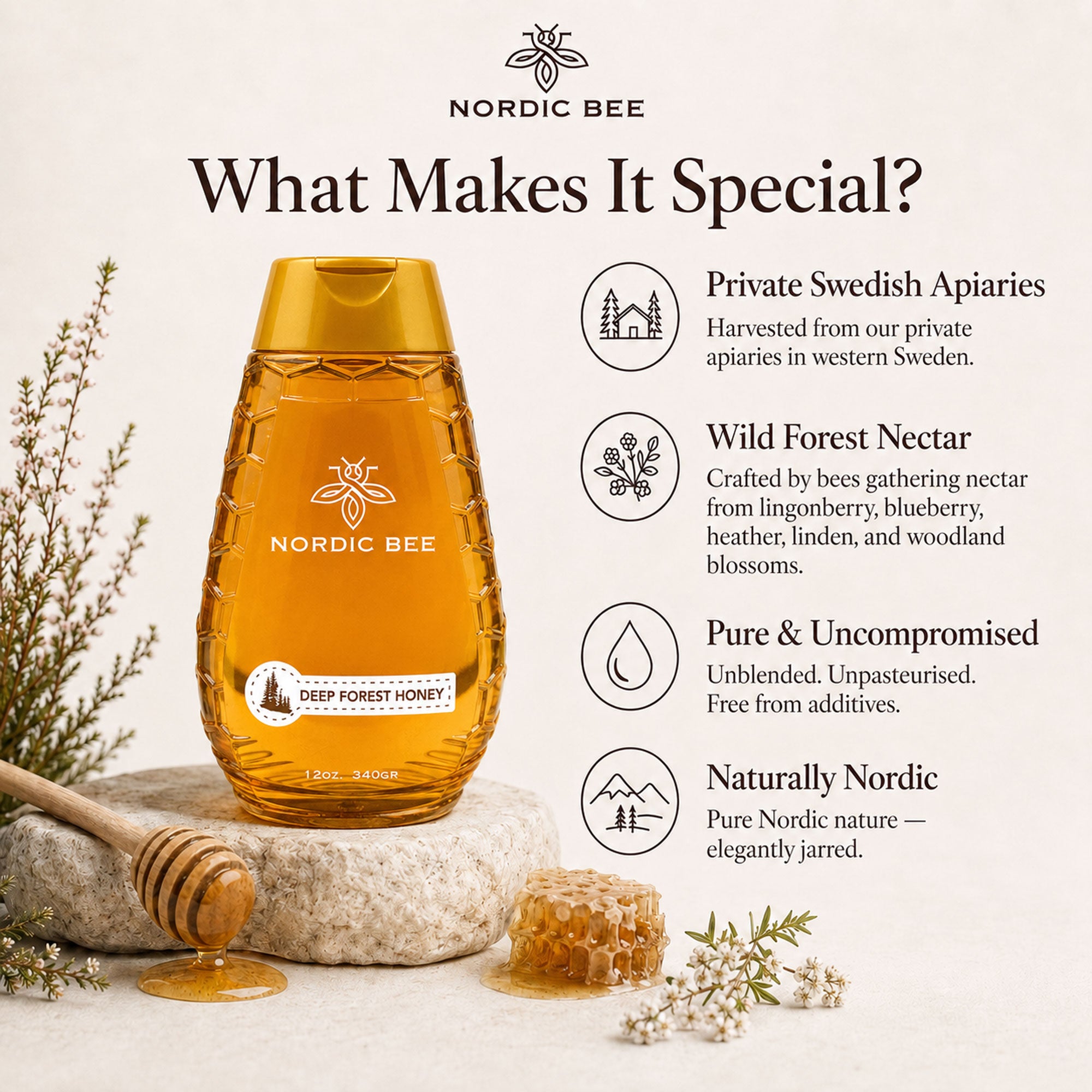 Deep Forest Honey 12oz 340gr Plastic Squeezy