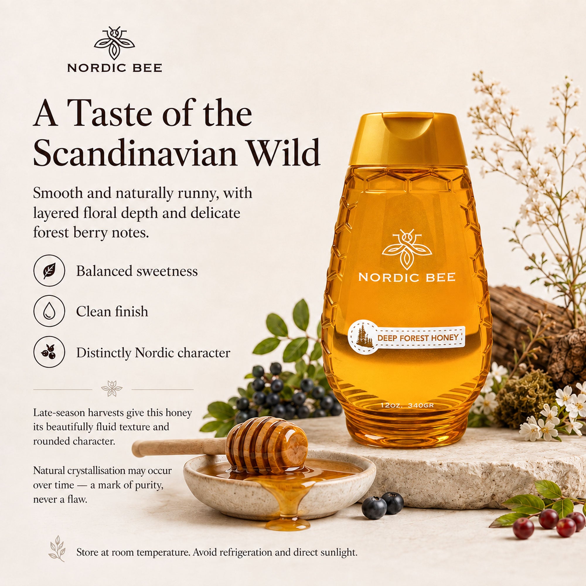 Deep Forest Honey 12oz 340gr Plastic Squeezy